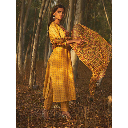 Baise Gaba Yellow Bee Balm Kurta (Set Of 2)