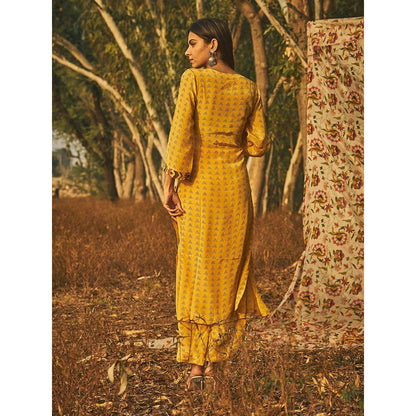 Baise Gaba Yellow Sambac Kurta (Set Of 3)