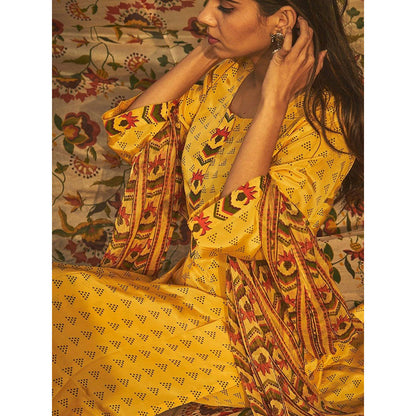 Baise Gaba Yellow Sambac Kurta (Set Of 2)