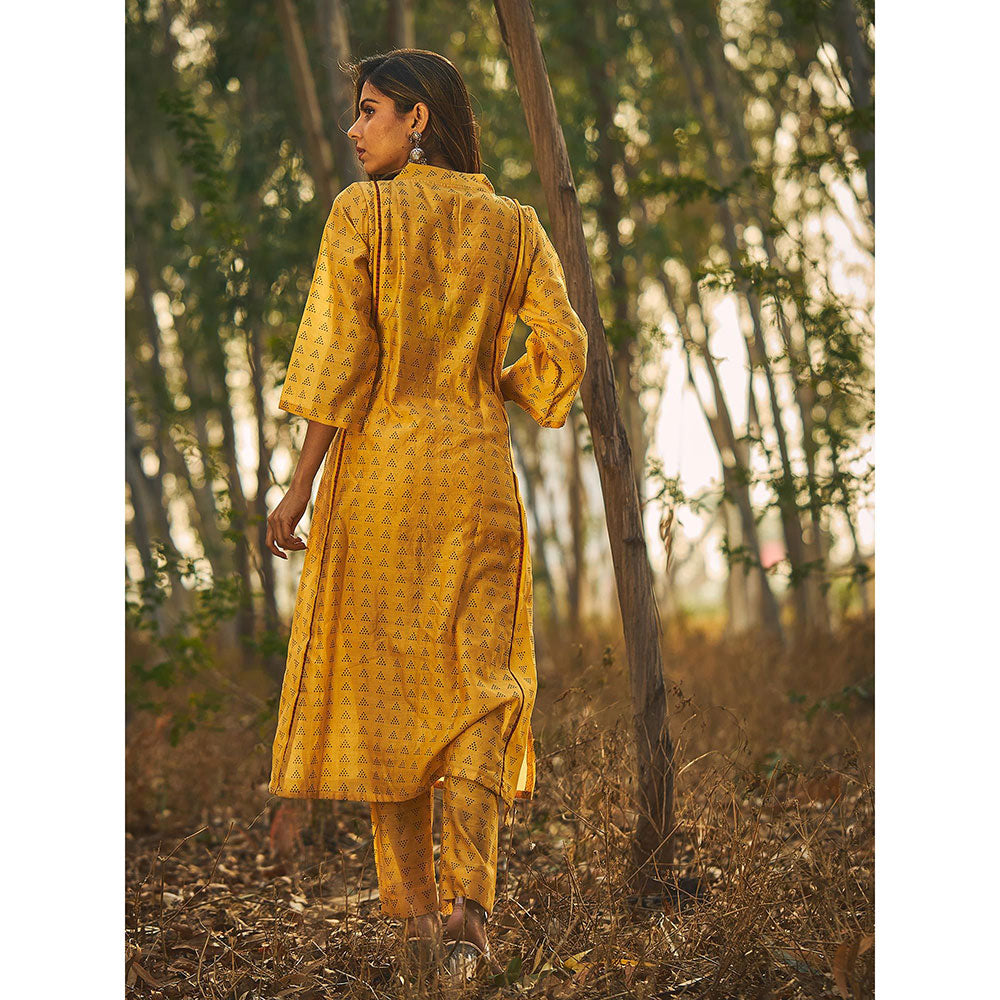 Baise Gaba Yellow Glory Kurta (Set Of 3)