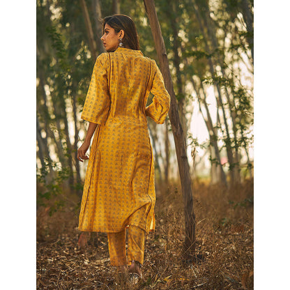 Baise Gaba Yellow Glory Kurta (Set Of 3)
