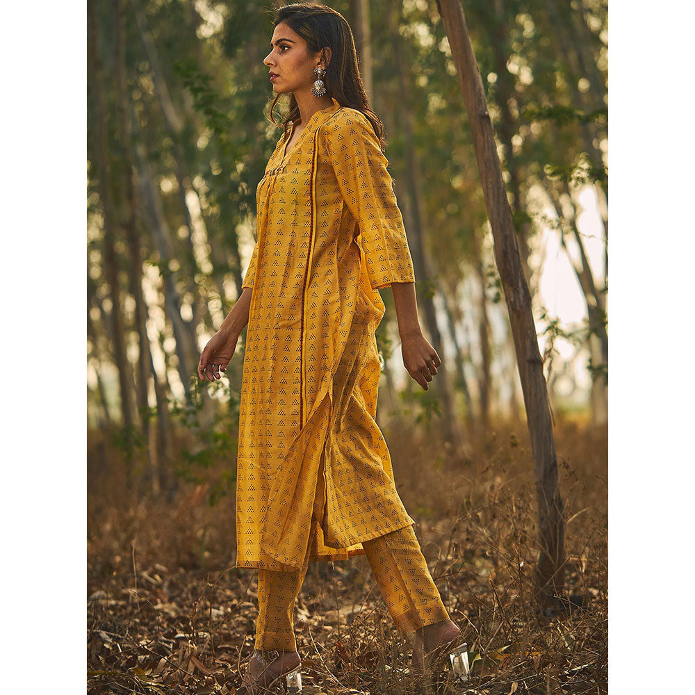Baise Gaba Yellow Glory Kurta (Set Of 3)