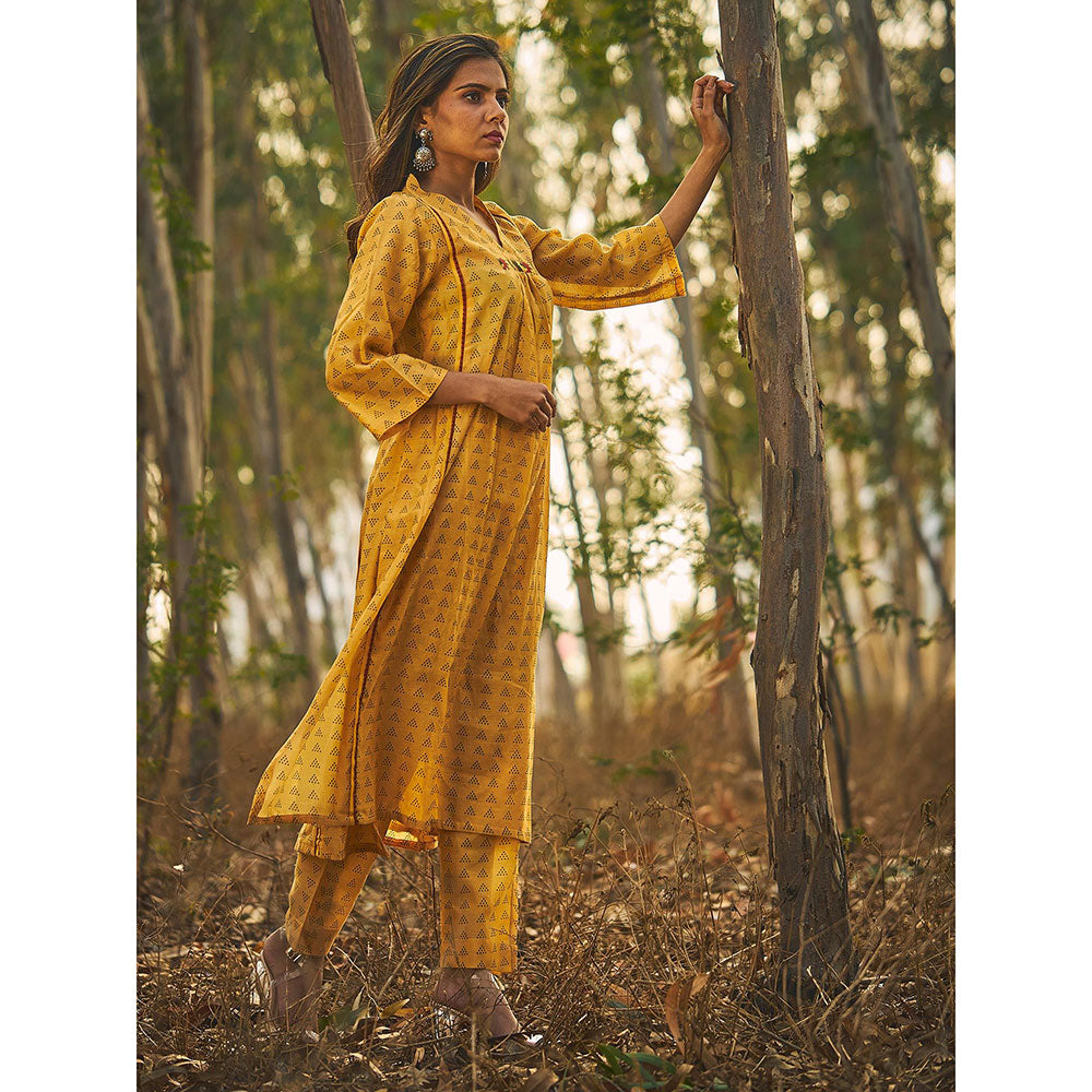 Baise Gaba Yellow Glory Kurta (Set Of 3)