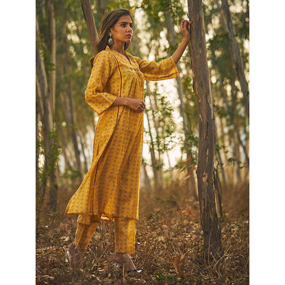 Baise Gaba Yellow Glory Kurta (Set Of 3)