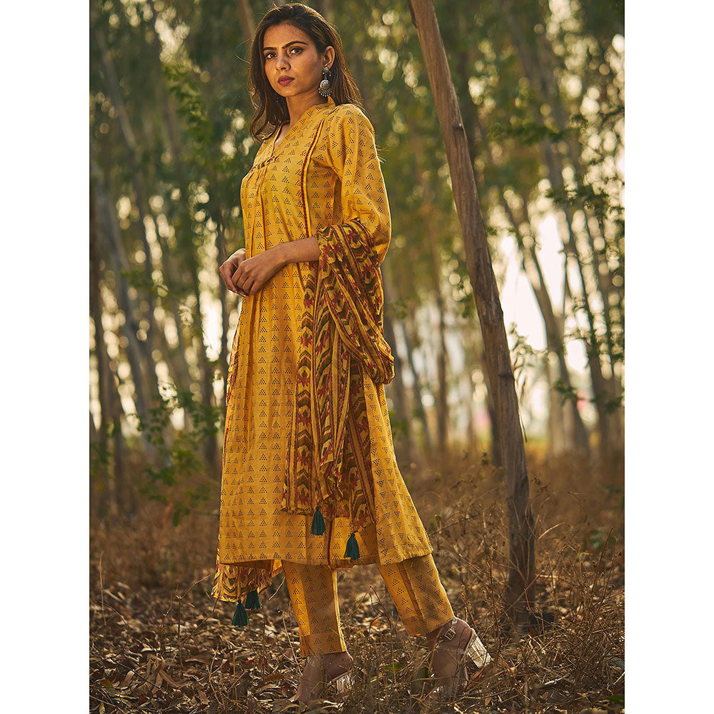 Baise Gaba Yellow Glory Kurta (Set Of 3)