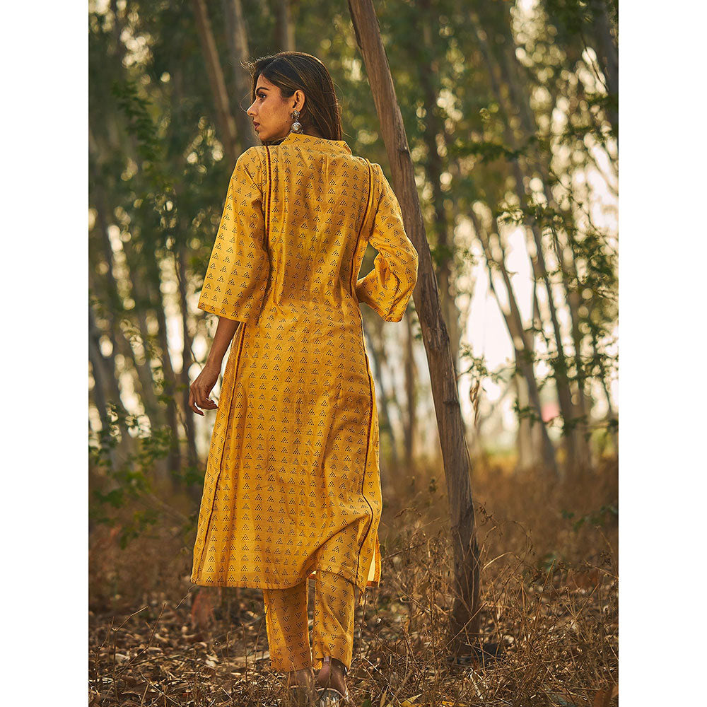 Baise Gaba Yellow Glory Kurta (Set Of 2)