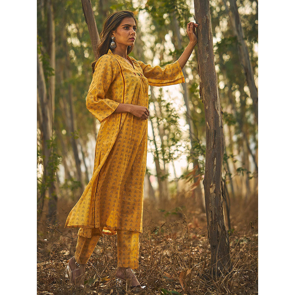 Baise Gaba Yellow Glory Kurta (Set Of 2)