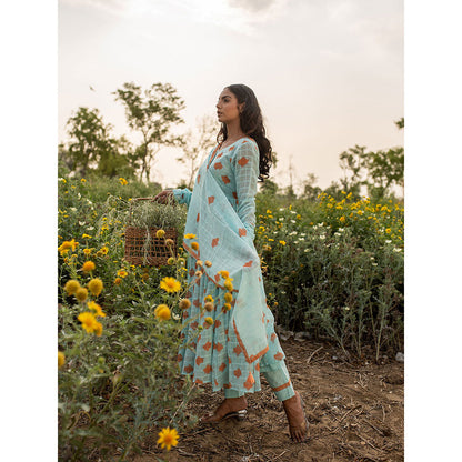 Baise Gaba Blue Camelia Anarkali (Set of 3)