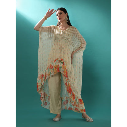 Bha-Sha Arina Ivory Floral Inner with Kaftan & Pant (Set of 3)