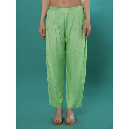 Bha-Sha Tulip Green Embellished Kurta with Pant & Dupatta (Set of 3)