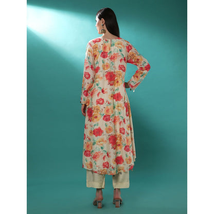 Bha-Sha Misty Ivory Floral Tunic with Pant (Set of 2)