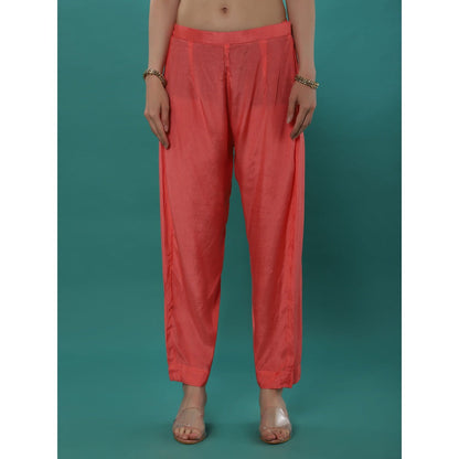 Bha-Sha Afrah Print Pink Floral Kaftan with Inner & Pant (Set of 3)