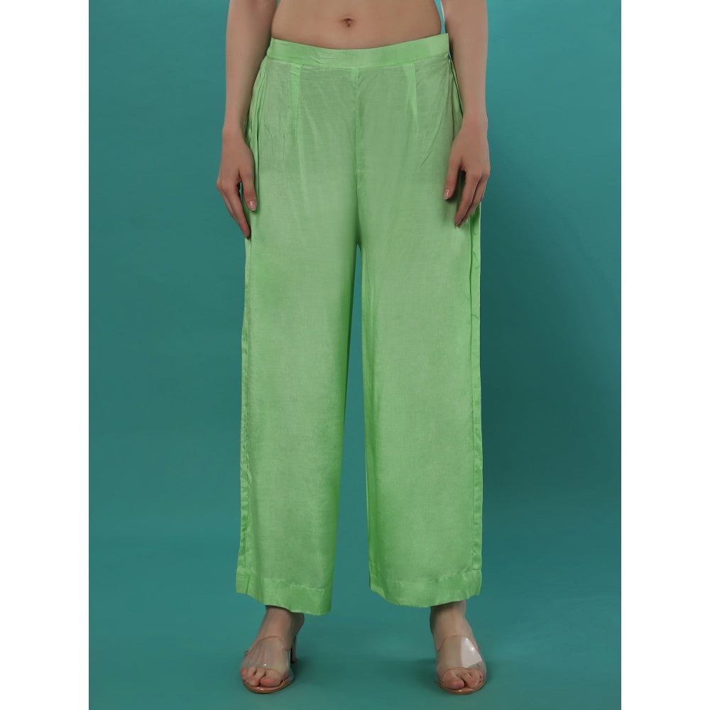 Bha-Sha Millo Green Embellished Kaftan with Inner & Pant (Set of 3)