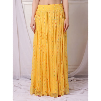 Bha-Sha Alisha Yellow Embellished Tunic with Lehenga (Set of 2)