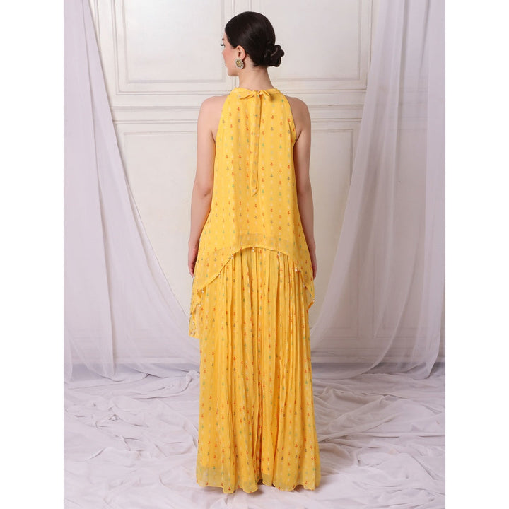 Bha-Sha Alisha Yellow Embellished Tunic with Lehenga (Set of 2)