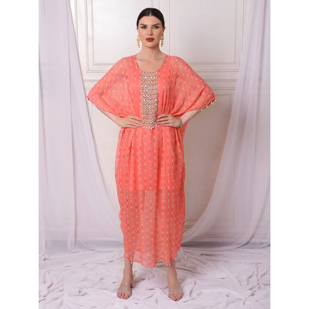 Bha-Sha Venice Pink Printed Kaftan with Inner (Set of 2)