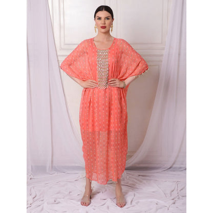 Bha-Sha Venice Pink Printed Kaftan with Inner (Set of 2)