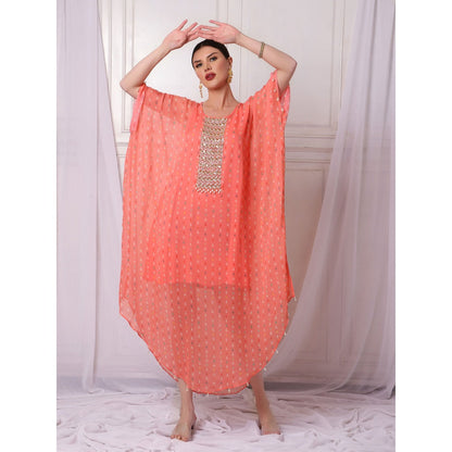 Bha-Sha Venice Pink Printed Kaftan with Inner (Set of 2)