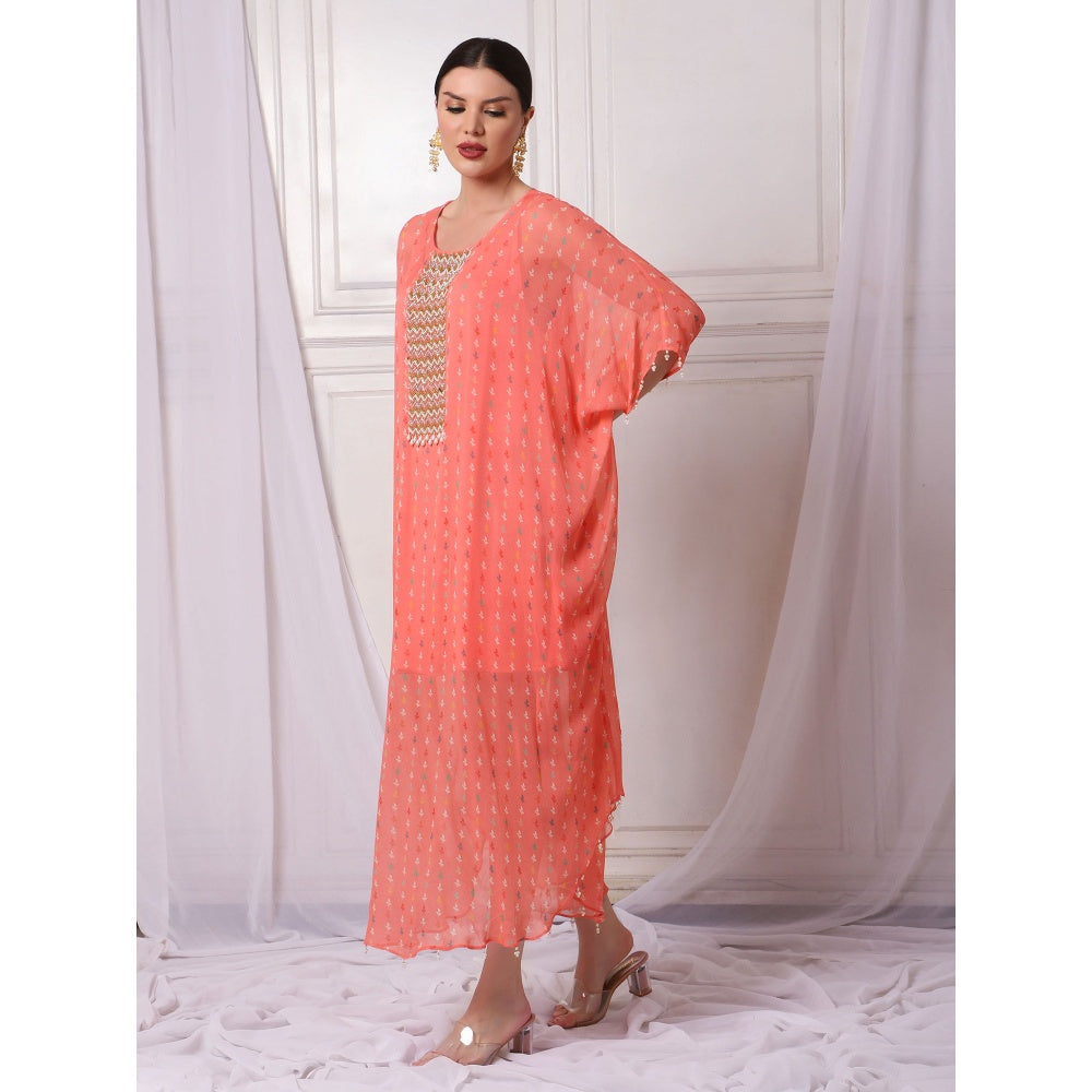 Bha-Sha Venice Pink Printed Kaftan with Inner (Set of 2)