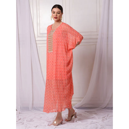 Bha-Sha Venice Pink Printed Kaftan with Inner (Set of 2)