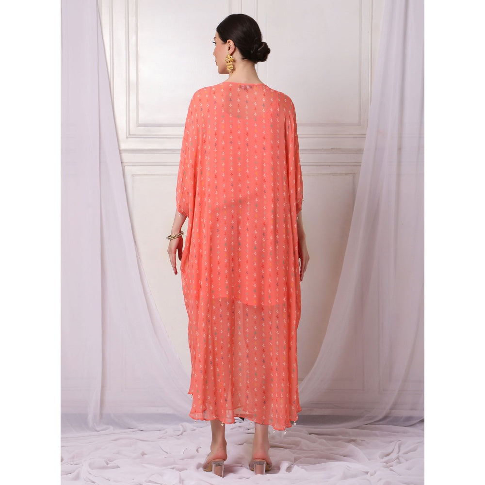 Bha-Sha Venice Pink Printed Kaftan with Inner (Set of 2)