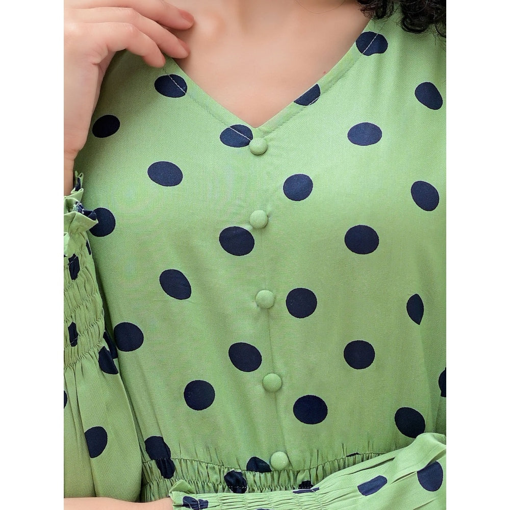 Bhayli Polka Dot Print Rayon Dress