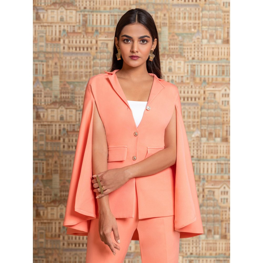 B'Infinite Coral Cape Blazer and Trousers Set (Set of 2)