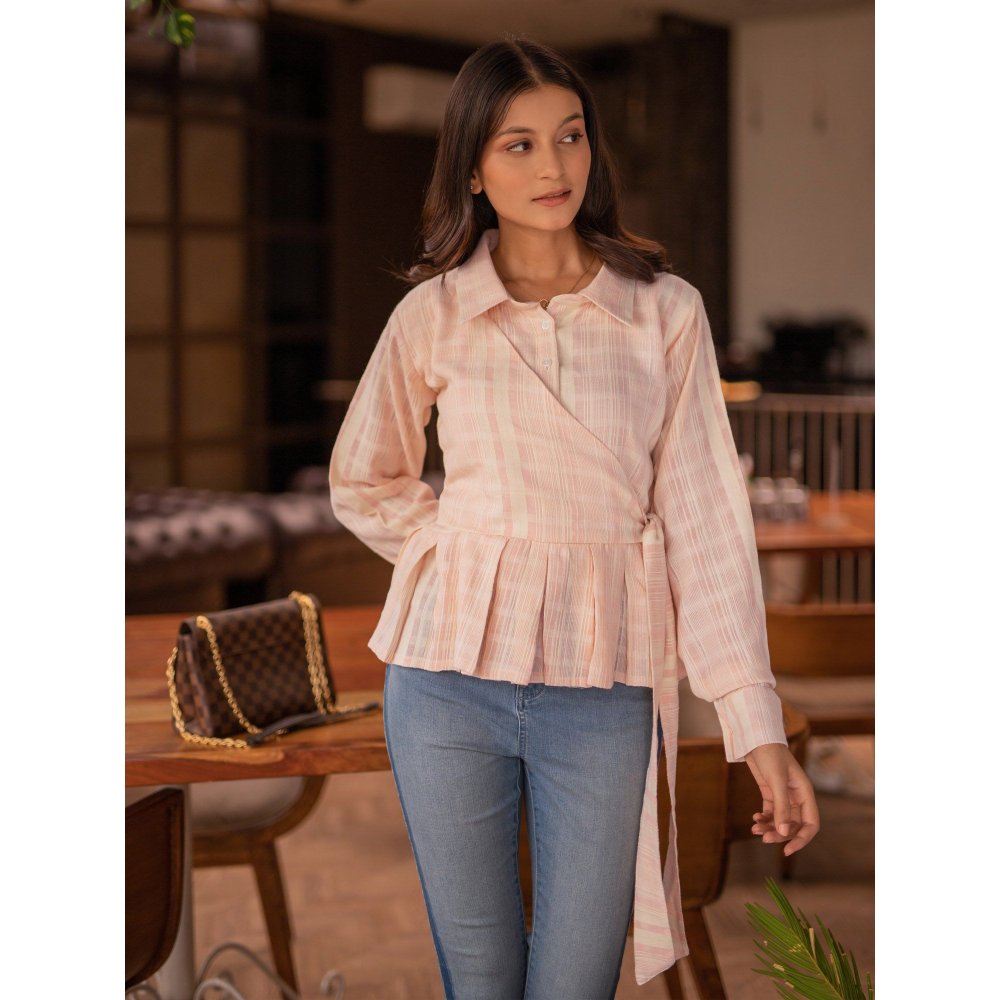B'Infinite Pink Button Front Knot Side Shirt
