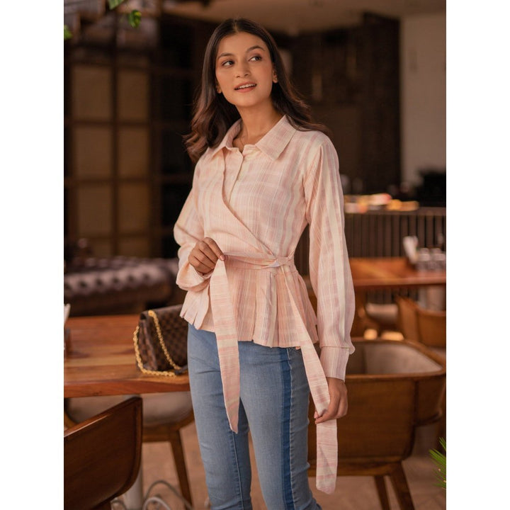 B'Infinite Pink Button Front Knot Side Shirt