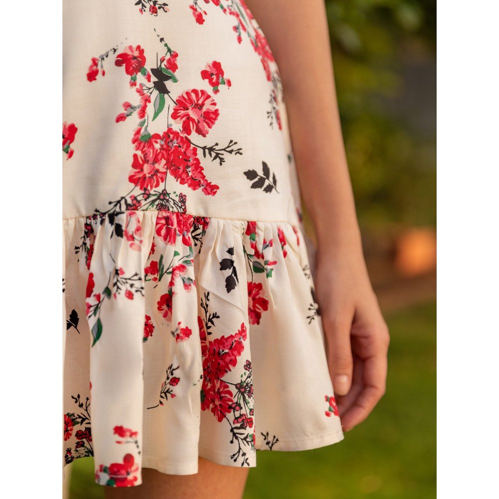 B'Infinite Summer Rose Cutout Ruffled Dress