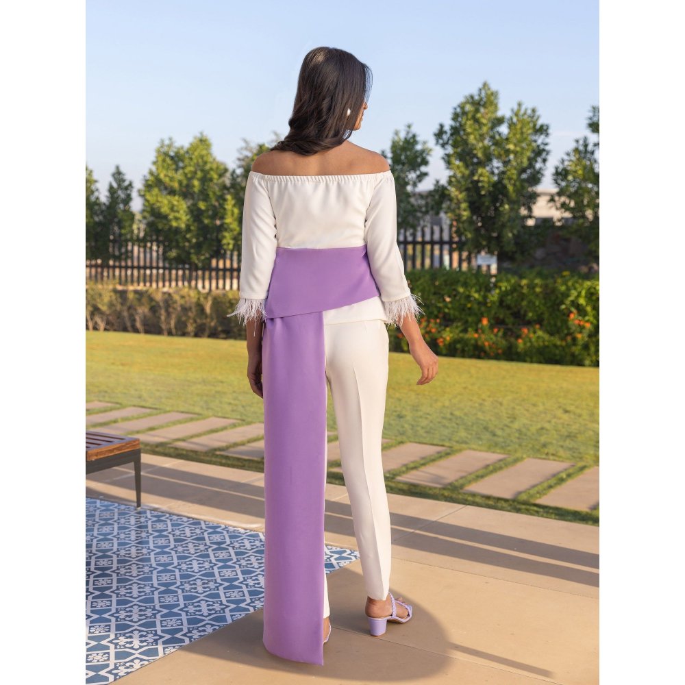 B'Infinite Orchid Belted Top with Fur Cuffs