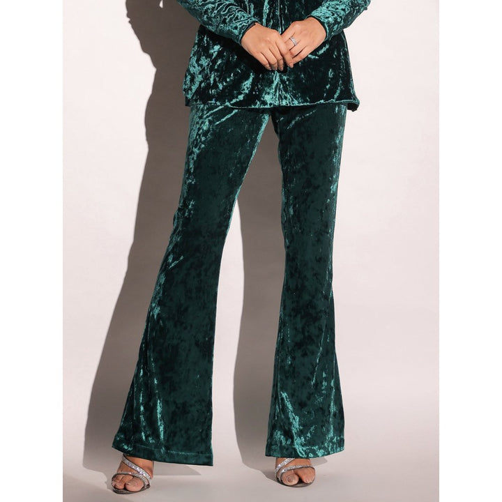 B'Infinite Emerald Velvet Boot Cut Trousers