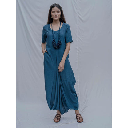 Bohame Blue Dress With Necklace (Set of 2)