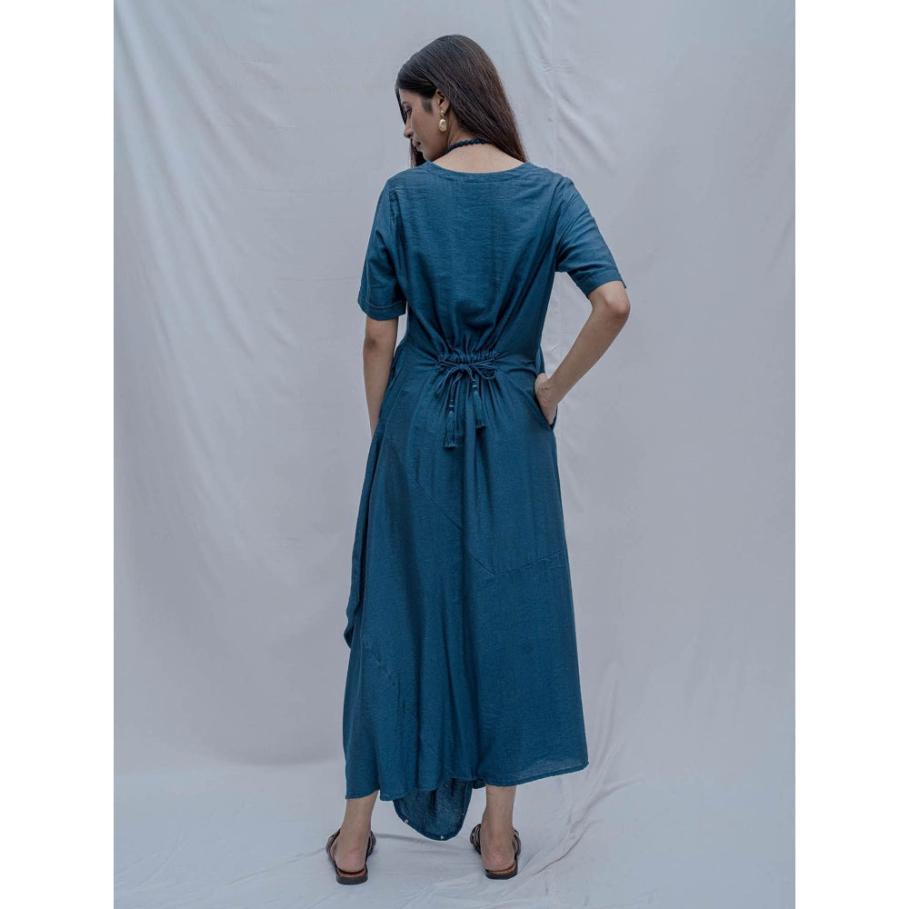 Bohame Blue Dress With Necklace (Set of 2)