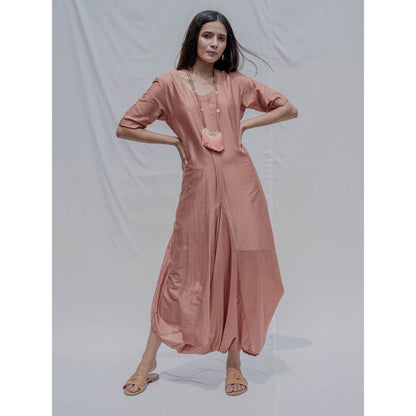 Bohame Rose Gold Dress With Necklace (Set of 2)