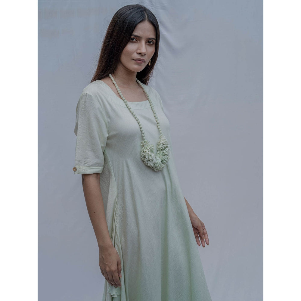 Bohame Mint Green Bias Dress With Necklace (Set of 2)