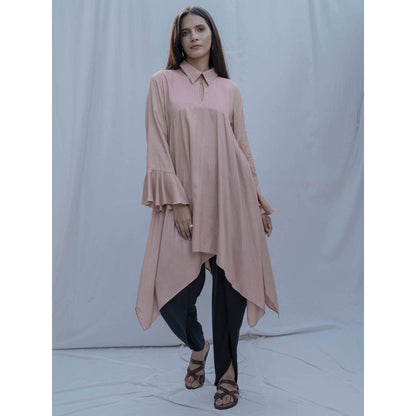 Bohame Rose Gold Asymmetric Bell Sleeve Shirts