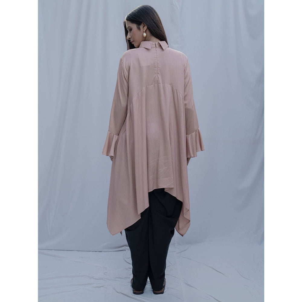 Bohame Rose Gold Asymmetric Bell Sleeve Shirts