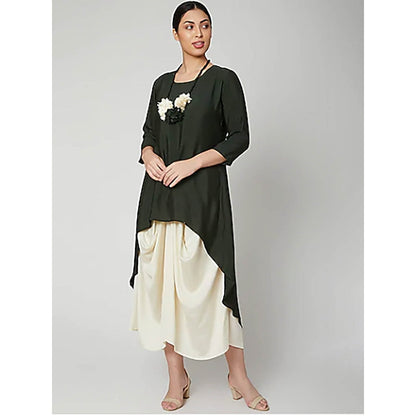 Bohame Bottle Green Dream Dress With Necklace (Set of 2)