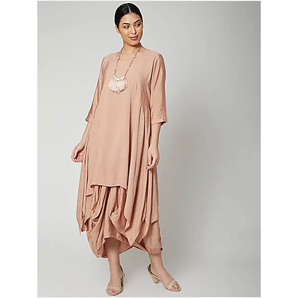 Bohame Peach Nadia Dress With Necklace (Set of 2)