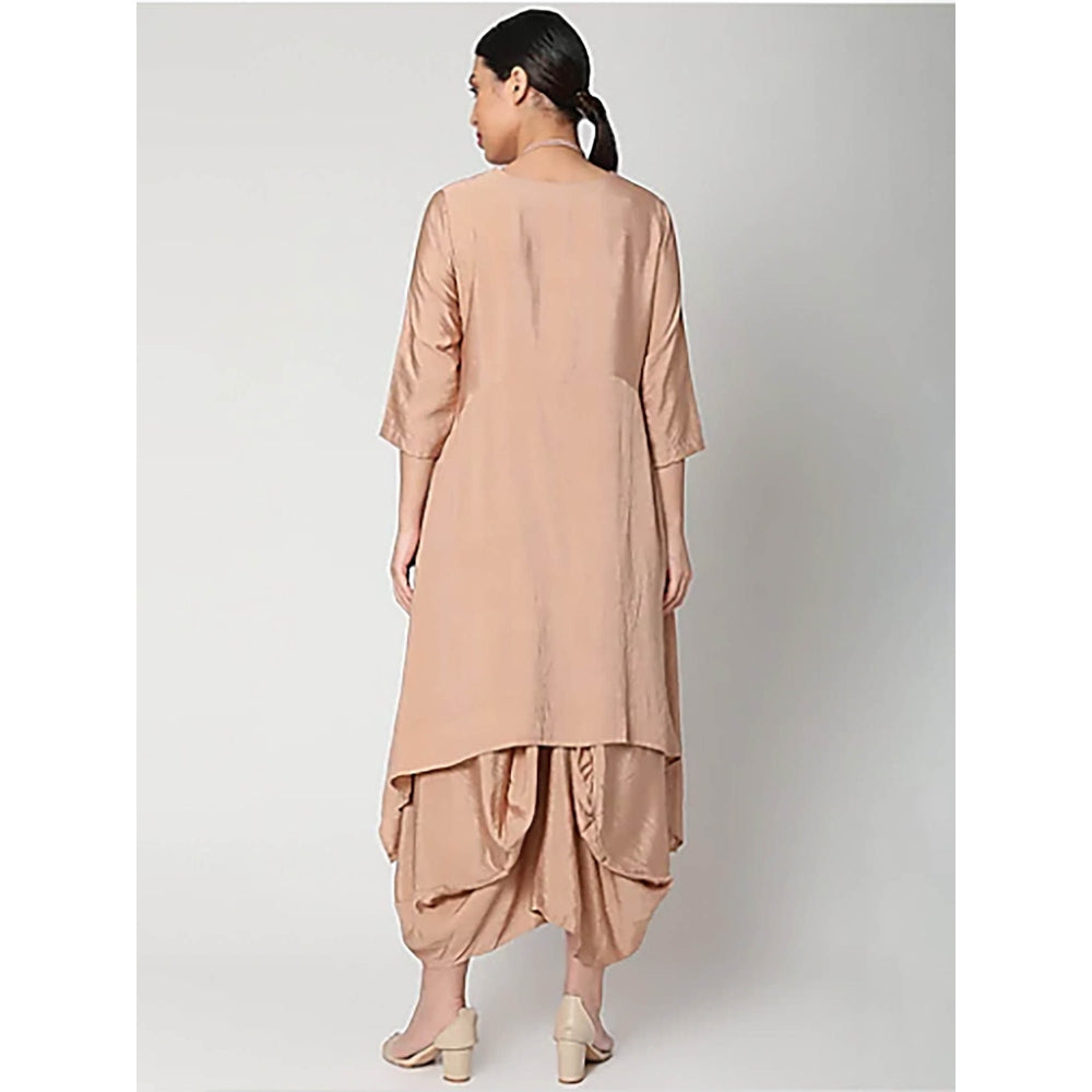 Bohame Peach Nadia Dress With Necklace (Set of 2)