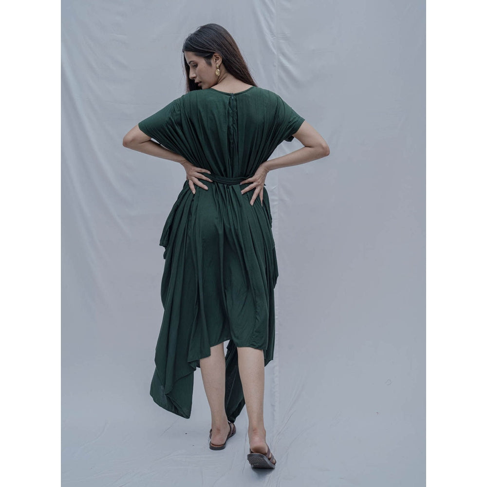 Bohame Green Jess Overlap Asymmetric Dress With Belt (Set of 2)