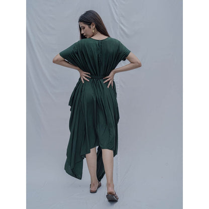 Bohame Green Jess Overlap Asymmetric Dress With Belt (Set of 2)