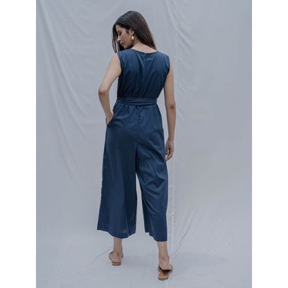 Bohame Royal Blue Andrea Jumpsuit Wirth Belt (Set of 2)
