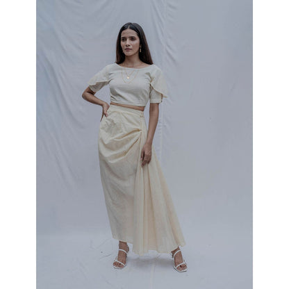 Bohame Off White Iren Top , Skirt And Short (Set Of 3)