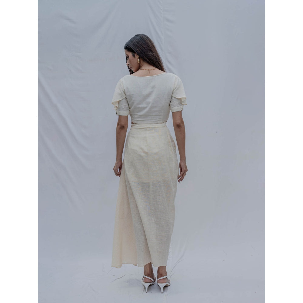 Bohame Off White Iren Top , Skirt And Short (Set Of 3)