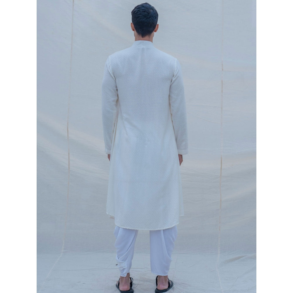 Bohame Off White Cotton Kurta And Pajama (Set of 2)