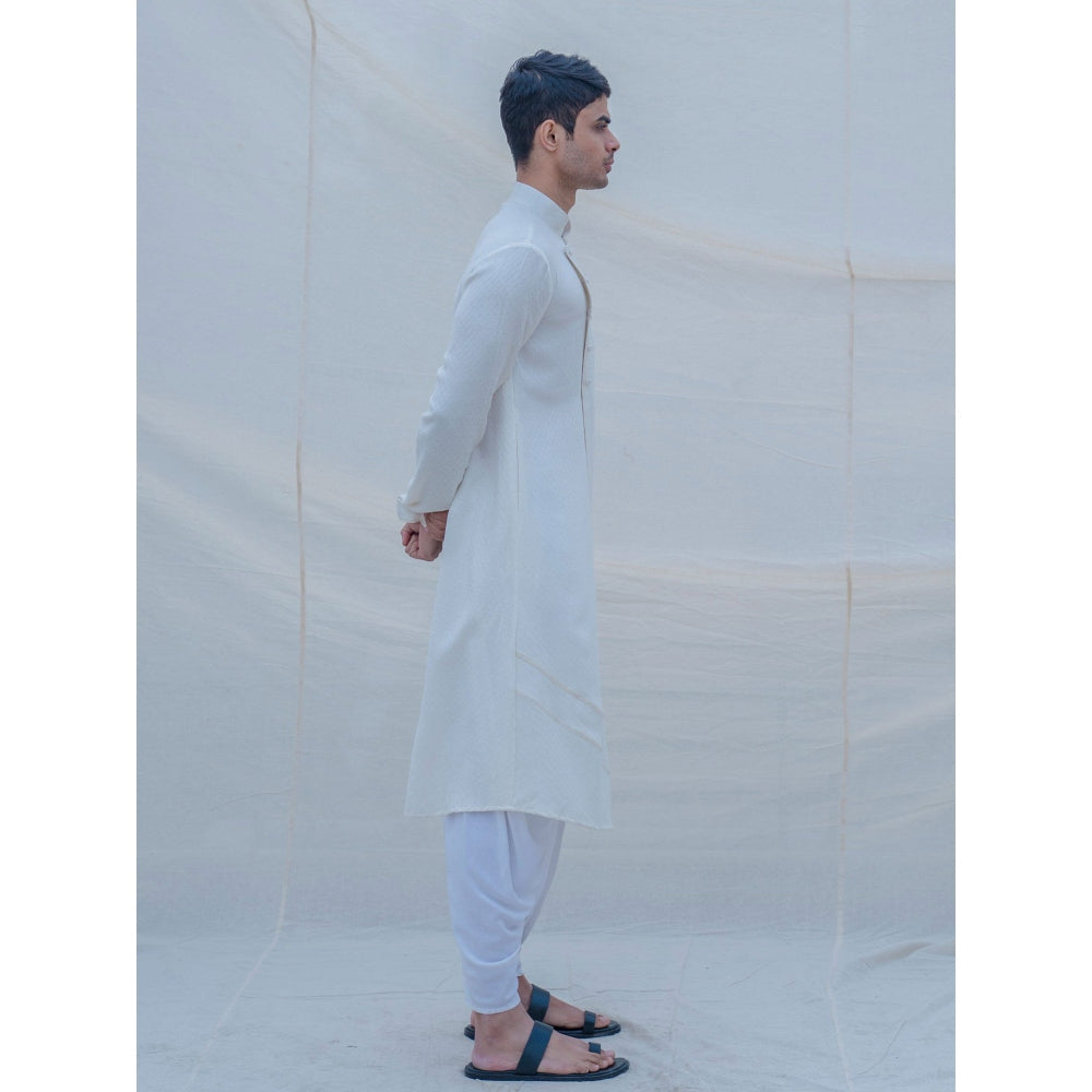 Bohame Off White Cotton Kurta And Pajama (Set of 2)