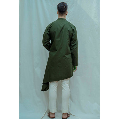 Bohame Cotton X Linen Front Open Kurta With Pajama (Set of 2)