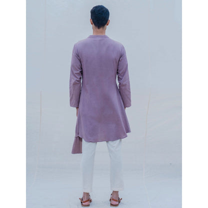 Bohame Cotton X Linen Mauve Kurta With Pajama (Set of 2)
